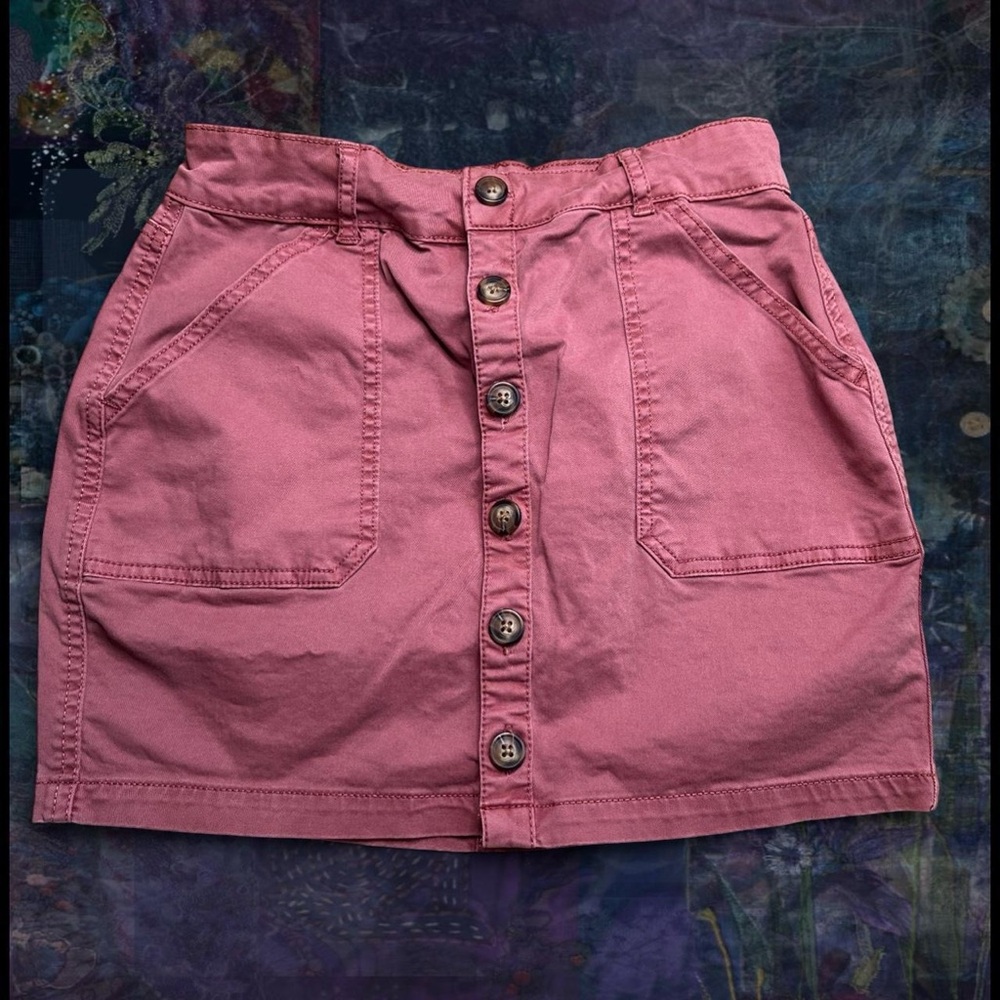 garage rusty red skirt with buttons